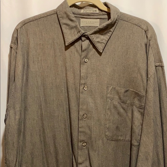CITY CASUALS@HAGGAR SHIRT TAN SZ XL COTTON - Picture 1 of 5